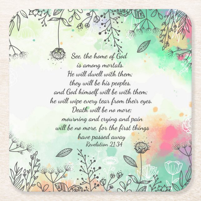 Posavasos Cuadrado De Papel Apocalipsis 21:34 (Anverso)