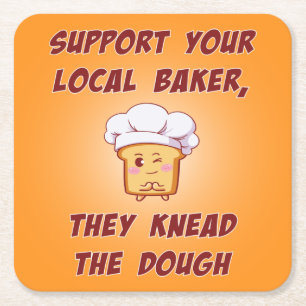 Posavasos Cuadrado De Papel Apoya a su panadero que amaron la masa