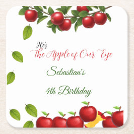 Posavasos Cuadrado De Papel Apple de nuestra fiesta de cumpleaños