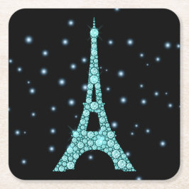 Posavasos Cuadrado De Papel Aqua Bling Eiffel Tower