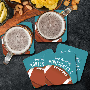 Posavasos Cuadrado De Papel Aqua de fútbol americano