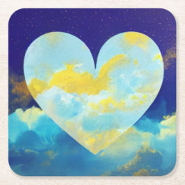 Posavasos Cuadrado De Papel Aqua Heart in the Sky Coasters