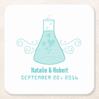 Posavasos Cuadrado De Papel Aqua Sweet Chemistry Boda Papel Coasters