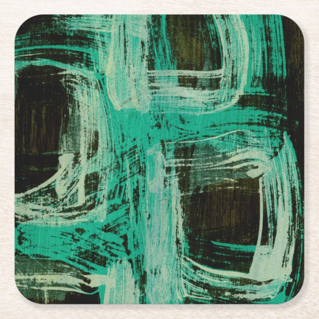 Posavasos Cuadrado De Papel Aquamarine Windows I (Anverso)