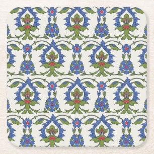 Posavasos Cuadrado De Papel Árabe Tradicional: Iznik Tile Seamless.