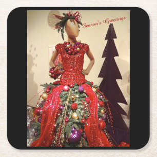 Posavasos Cuadrado De Papel Árbol de navidad del maniquí de la forma del