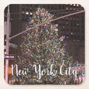 Posavasos Cuadrado De Papel Árbol de Navidad del Rockefeller Center de la ciud