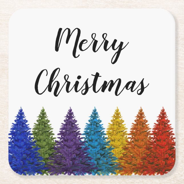 Posavasos Cuadrado De Papel Árbol de navidad lesbiano de la bandera del arco (Anverso)
