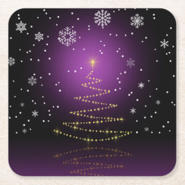 Posavasos Cuadrado De Papel Árbol de navidad moderno de Gleamy