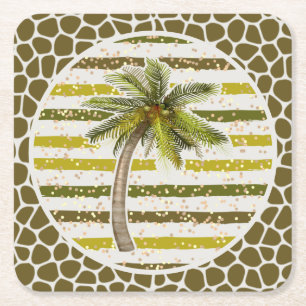 Posavasos Cuadrado De Papel Árbol de palmas tropical
