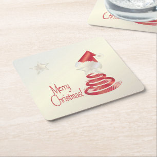 Posavasos Cuadrado De Papel Árbol de Santa