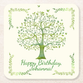 Posavasos Cuadrado De Papel Árbol de vida