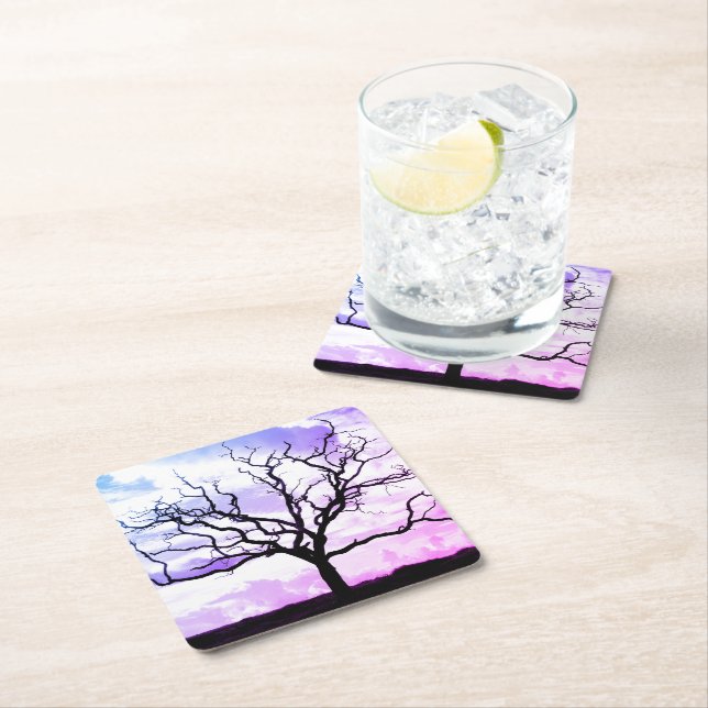 Posavasos Cuadrado De Papel Árbol sin laberinto (In situ)