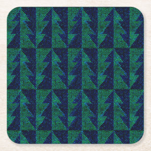 Posavasos Cuadrado De Papel Árboles de Navidad azules y verdes. Navidad