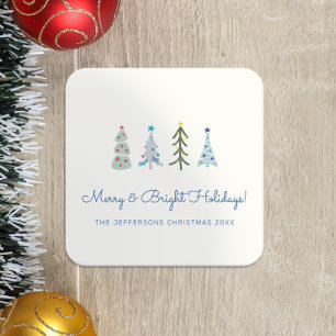Posavasos Cuadrado De Papel Árboles escandinavos Minimalistas de Navidad