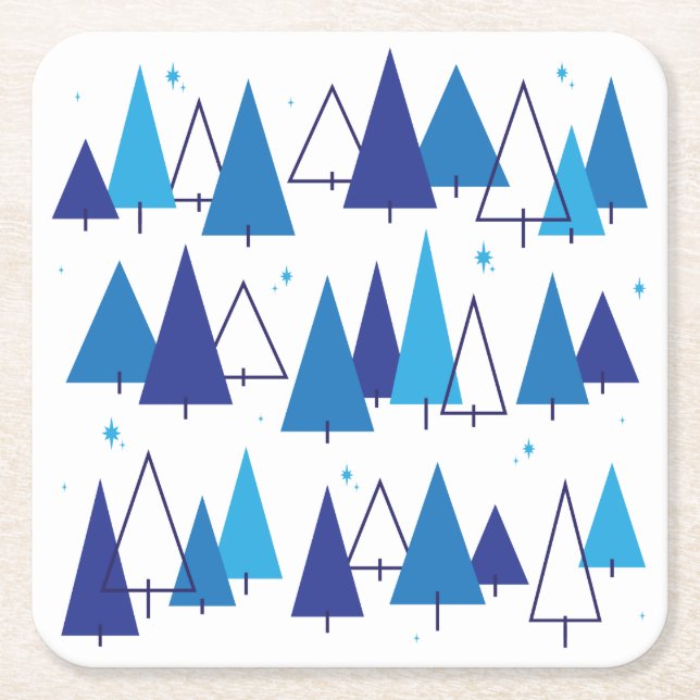 Posavasos Cuadrado De Papel Árboles modernos de medio siglo (Anverso)