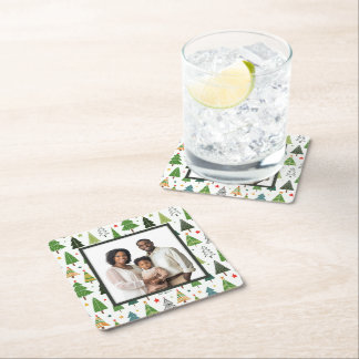 Posavasos Cuadrado De Papel Árboles retro