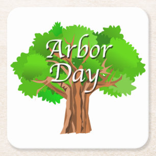 Posavasos Cuadrado De Papel Arbor Day Tree Holiday