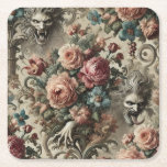 Posavasos Cuadrado De Papel 🩸 Arcane Altars – Gothic Victorian<br><div class="desc">Where offerings rot and beauty rebels. Arcane Altars summons snarling grotesques from behind lavish blooms,  their tongues and claws reaching through thorny wreaths like forgotten gods demanding worship. Amid roses and ruin,  the sacred twists into spectacle.

Perfect for those who pray with their eyes open—and their doors locked.</div>
