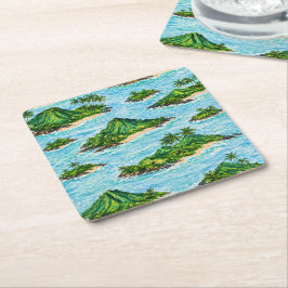 Posavasos Cuadrado De Papel Archipiélago de Isla Tropical