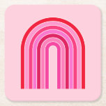 Posavasos Cuadrado De Papel Arco Rojo Rosado Y Rojo Retro Preppy Arcoiris<br><div class="desc">Resumen Arcoiris Retro - Rosa Y Rojo.</div>