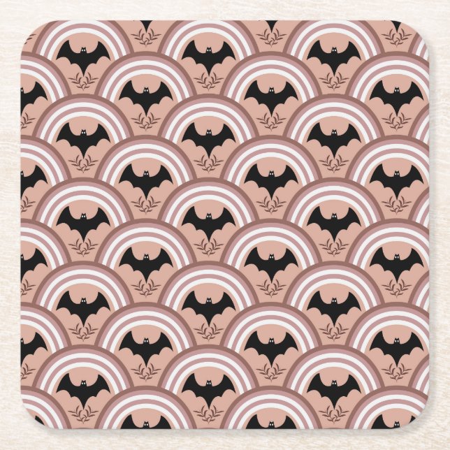 Posavasos Cuadrado De Papel Arcoiris de Halloween (Anverso)