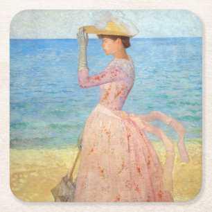 Posavasos Cuadrado De Papel Aristide Maillol - Mujer con un Paraguas