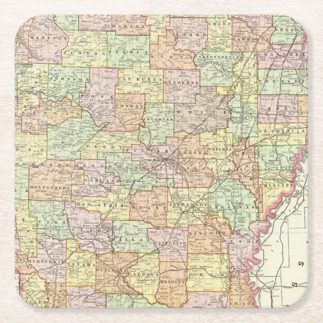 Posavasos Cuadrado De Papel Arkansas 6 (Anverso)