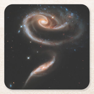 Posavasos Cuadrado De Papel Arp 273 Interactuando Galaxias En Andromeda.