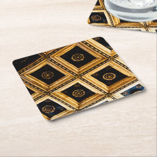 Posavasos Cuadrado De Papel Arquitectura de Oro Negro