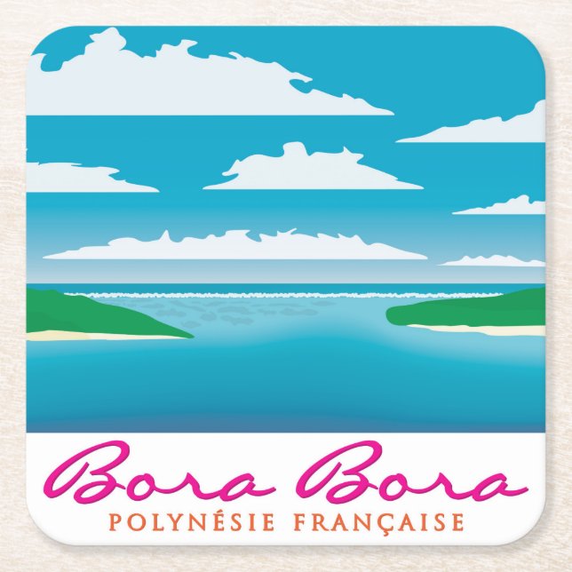 Posavasos Cuadrado De Papel Arrecife de Bora (Anverso)