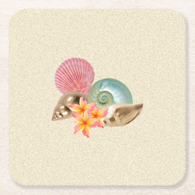 Posavasos Cuadrado De Papel Arreglo costero (Anverso)