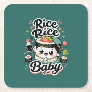 Posavasos Cuadrado De Papel Arroz Arroz Bebé Kawaii Sushi