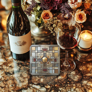 Posavasos Cuadrado De Papel Art Deco dorado gris óxido beige geométrico 