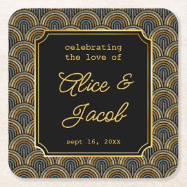 Posavasos Cuadrado De Papel Art Deco Embroidered-Style Wedding 