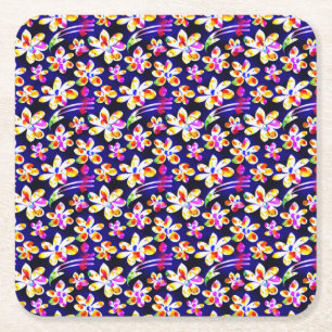 Posavasos Cuadrado De Papel Art Nouveau Floral Boho Watercolo