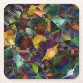 Posavasos Cuadrado De Papel Arte abstracto colorido y caleidoscópico