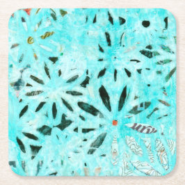 Posavasos Cuadrado De Papel Arte Daisy de medios mixtos
