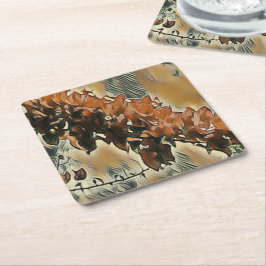 Posavasos Cuadrado De Papel Arte de árbol Rosa