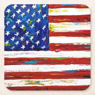 Posavasos Cuadrado De Papel Arte de bandera americana patriótica