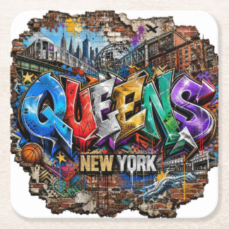 Posavasos Cuadrado De Papel Arte de graffiti de Queens Nueva York