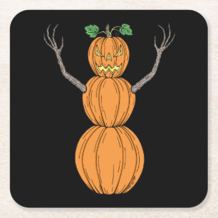 Posavasos Cuadrado De Papel Arte de Halloween del hombre de calabaza