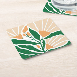 Posavasos Cuadrado De Papel Arte de ilustración floral