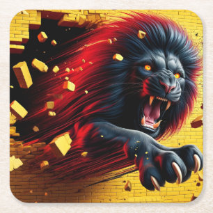 Posavasos Cuadrado De Papel Arte de león