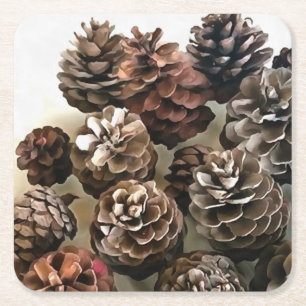 Posavasos Cuadrado De Papel Arte de Ornamentos Orgánicos de Navidad de los Col