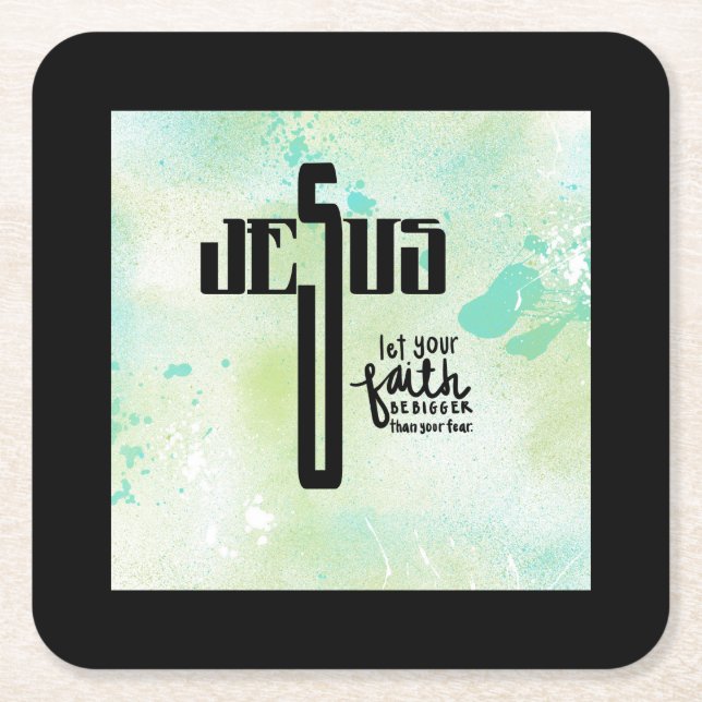 Posavasos Cuadrado De Papel Arte De Palabra De Jesús (Anverso)