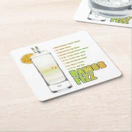 Posavasos Cuadrado De Papel Arte de Receta de Cóctel Ramos Gin Fizz
