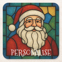 Arte Deco de Vidrio Emplomado de Navidad Santa Per