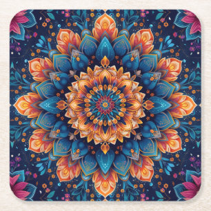 Posavasos Cuadrado De Papel Arte digital estilo flor de mandala-23907.