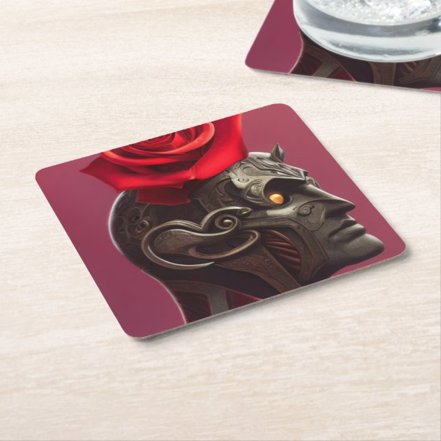 Posavasos Cuadrado De Papel Arte facial (En perspectiva)